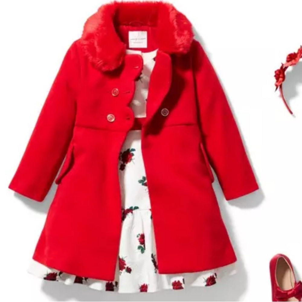 Janie and Jack faux fur collar Coat size 2T